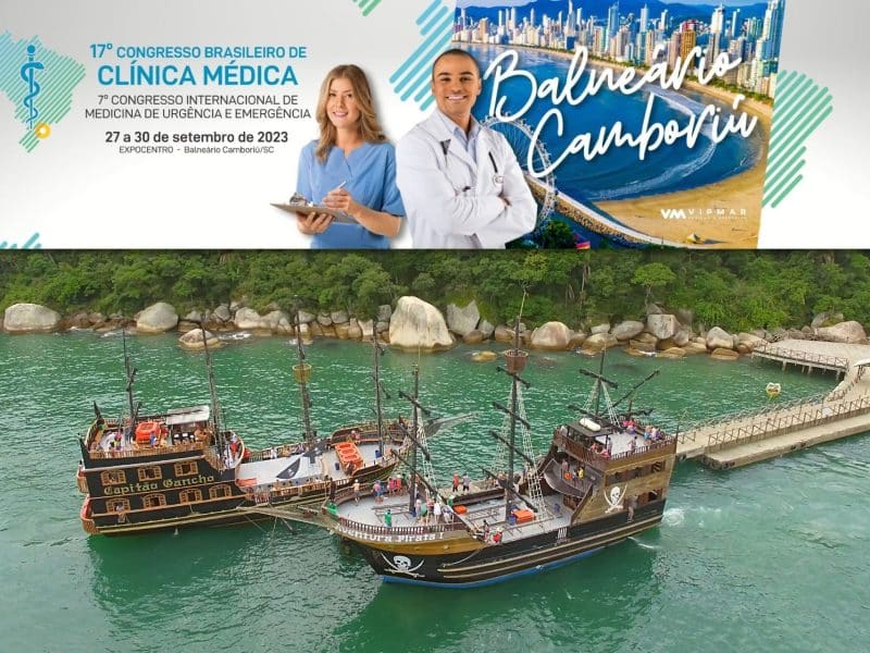 17º Congresso Clínica Médica: Barco Pirata + Praia com traslado – Saindo dos hotéis de Balneário Camboriú